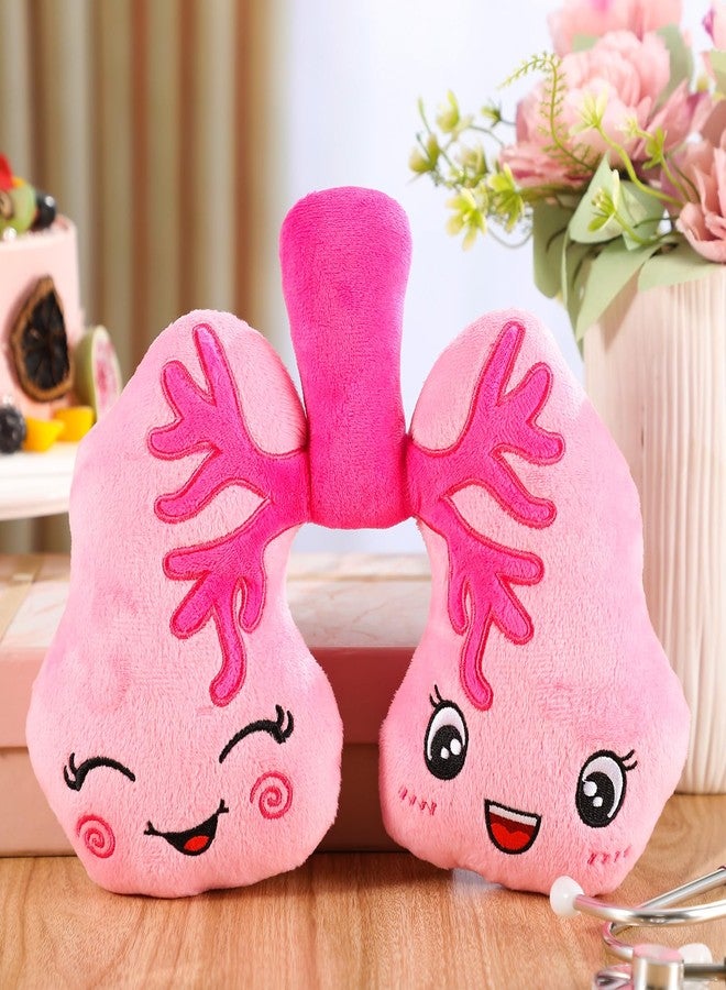 RoundFunny Soft Breathing Stuffed Animal Respiratory Therapist Gifts Pink Plush Lung Toy Organ Pillow Cute Anatomical Science Medical Gift Plush Lung Cancer Awareness Products, 10 x 9 x 2 Inch - Image 4